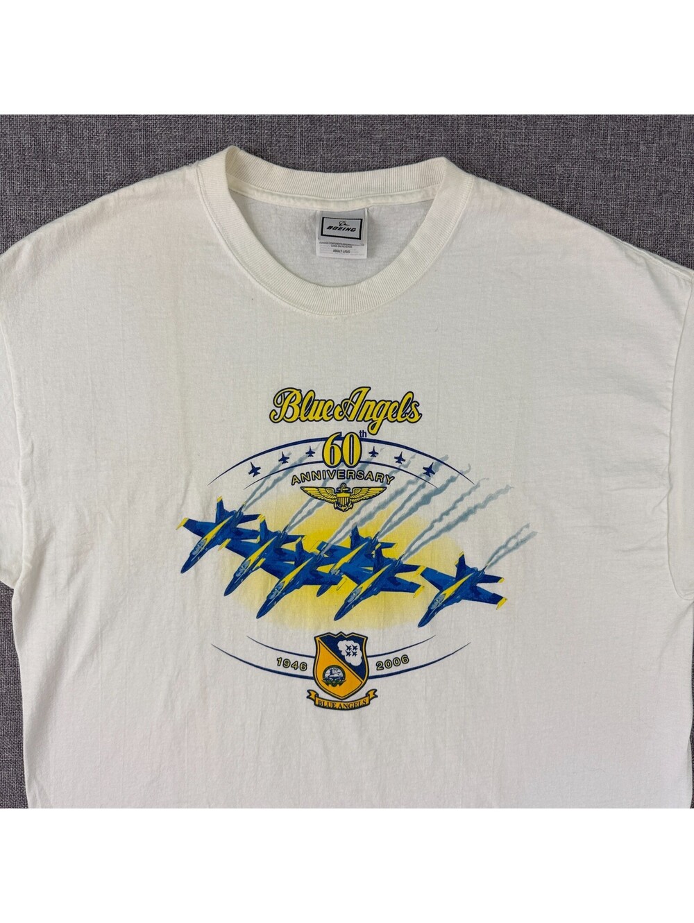 Vintage Boeing Blue Angels 60th Anniversary 2006 White T-Shirt Size Large